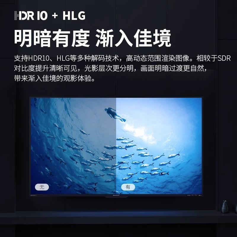 夏普(SHARP)4T-Z55B7FA 55英寸 4K超清全面屏 HDR10智能网络wifi液晶电视机 展品高清大图