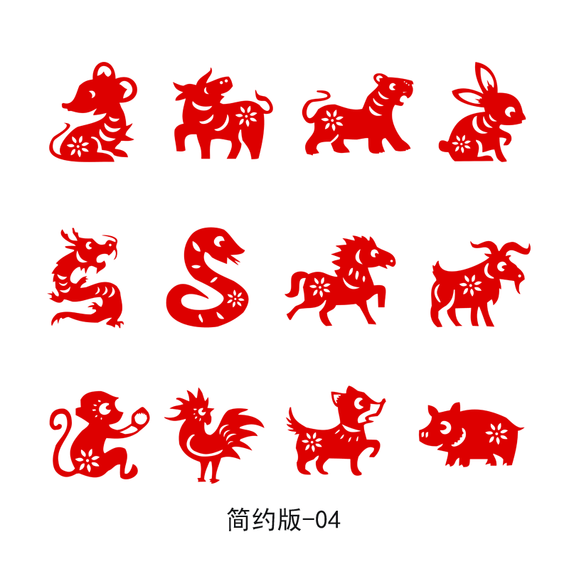 传统纸质镂空窗花剪纸十二生肖动物学校幼儿园儿童装饰教学贴纸画