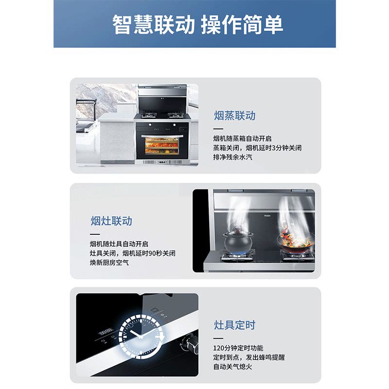 海尔(Haier)JJZT-90E-X1ZK(12T)蒸烤一体集成灶 精准调温 大火力 大吸力 模块化可拆 海尔厨房电器图片