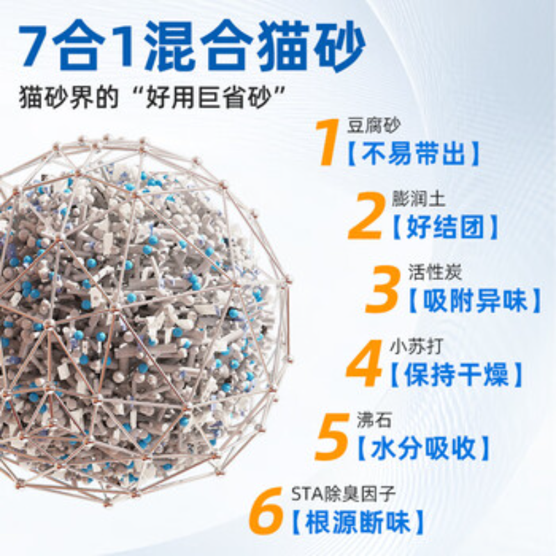 苏宁 冒险与它 混合猫砂 2kg*4袋 白茶香锁臭祛味高清大图