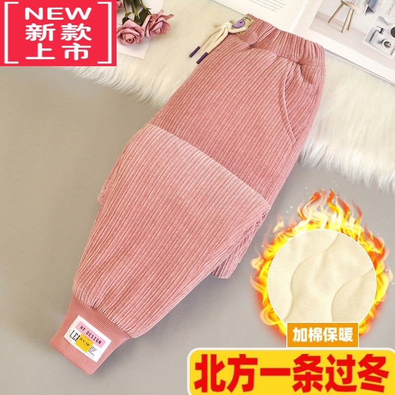 可莉允女童灯芯绒棉裤加绒加厚冬季儿童休闲保暖北方裤子一条过冬装外穿保暖裤图片