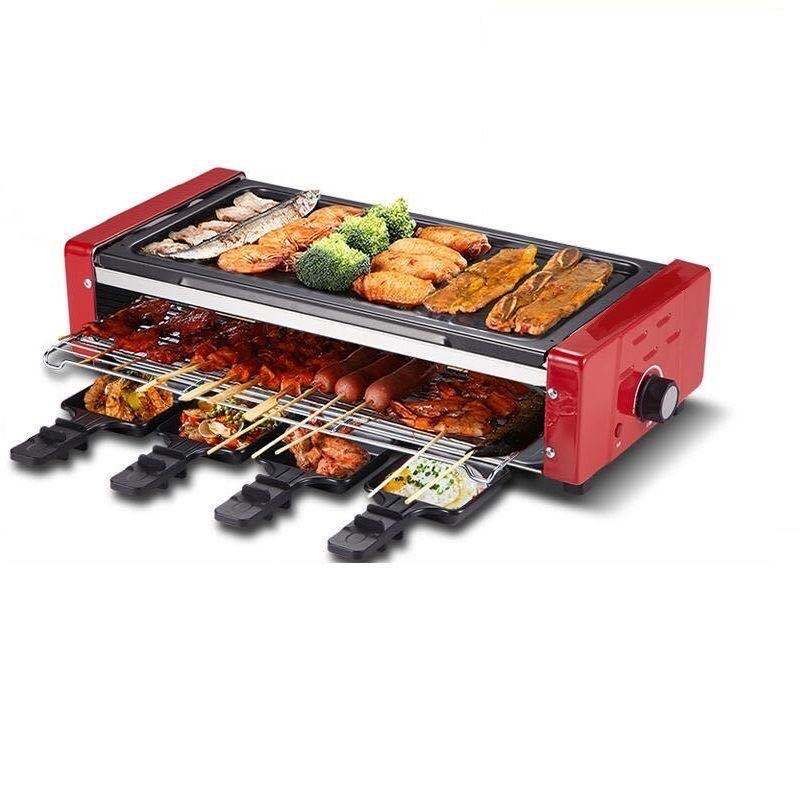 电烤炉双层电烤串机时光旧巷家用无烟烧烤炉多功能电烤盘室内烤肉锅