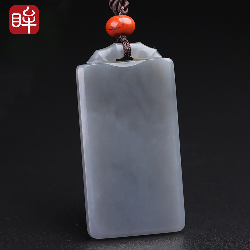 印象眸和田玉玉石青花无事牌男女款平安无事玉坠挂件节节高祥云款可选
