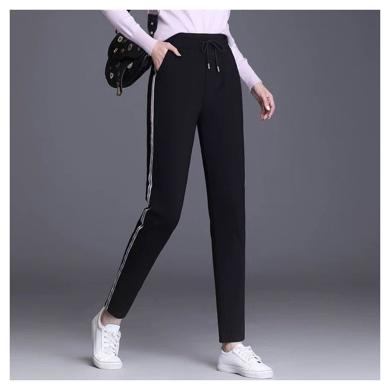 运动裤女秋冬女装九分休闲裤女黑色裤子宽松显瘦