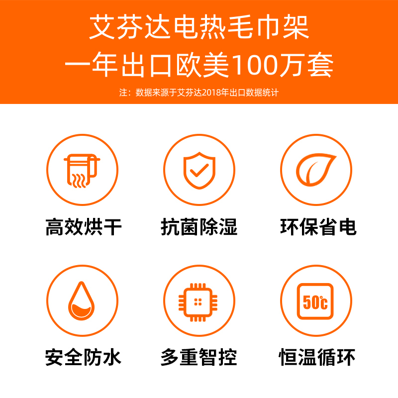 艾芬达卫生间毛巾烘干架浴巾置物家用智能电热毛巾架P16