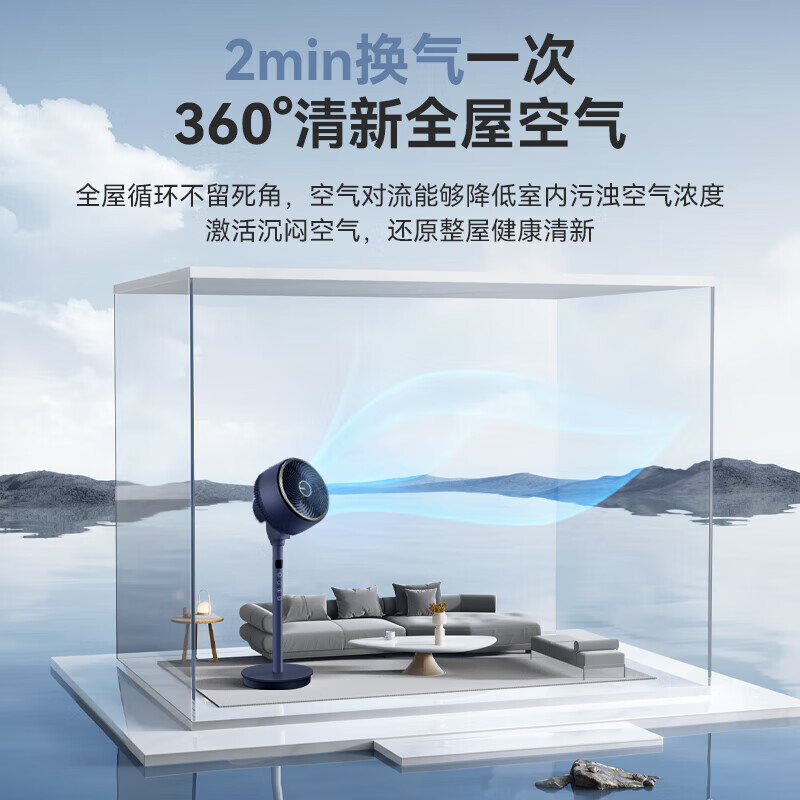 艾美特电风扇360度摇头送风空气循环扇客厅卧室降噪轻音台立扇FA20-RD67-2蓝高清大图