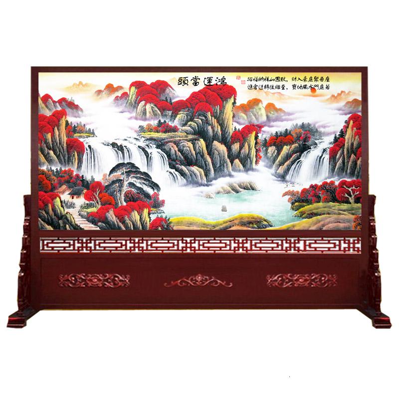 中式简约屏风实木隔断进办公室大厅酒店会议室定制落地座屏 200宽*180高 整装高清大图