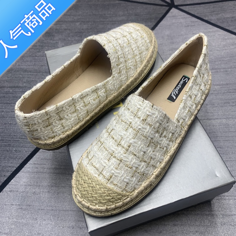 SUNTEK小香风渔夫鞋女2023新款春夏透气一脚蹬懒人厚底乐福鞋平底单鞋女高清大图