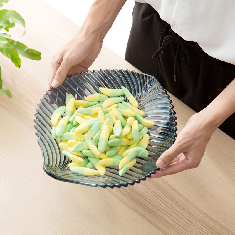 树叶造型干果盘家用塑料零食盘客厅糖果盘带盖瓜子盘水果盘