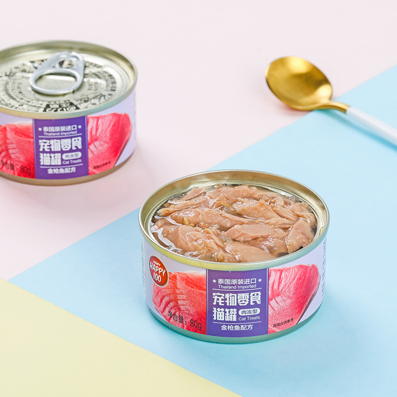 顽皮Happy100宠物零食 猫罐 金枪鱼配方肉冻型80g*12