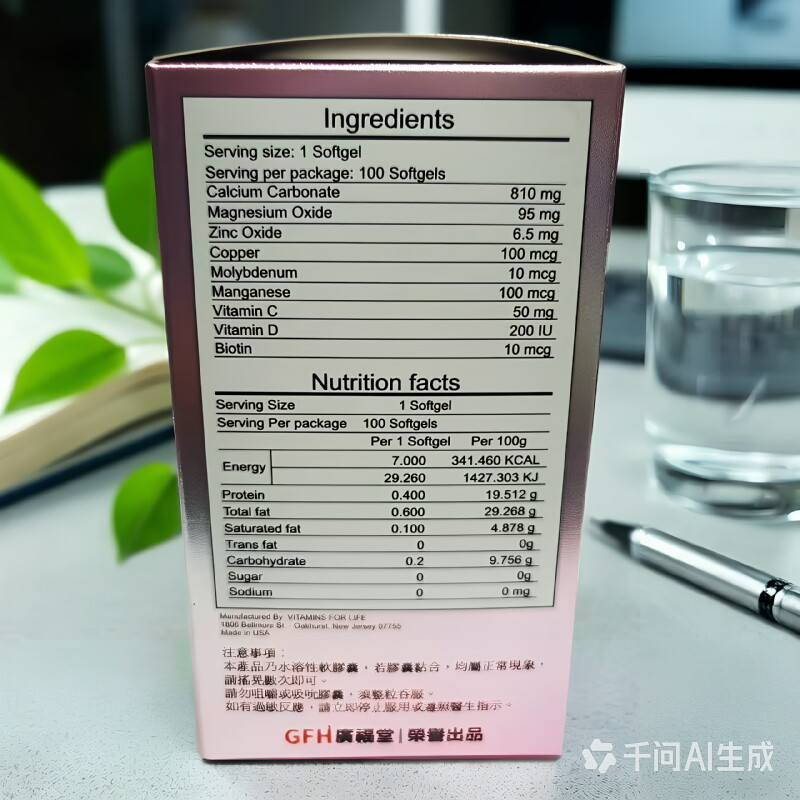 美国GFH好孕妈妈液体钙100粒高清大图