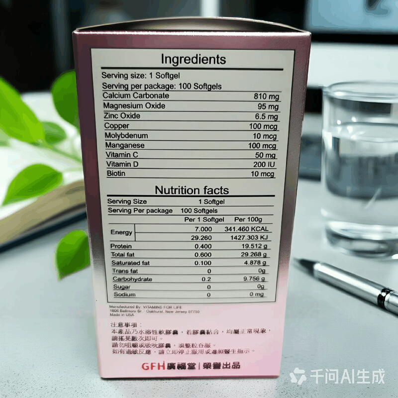 美国GFH好孕妈妈液体钙100粒图片