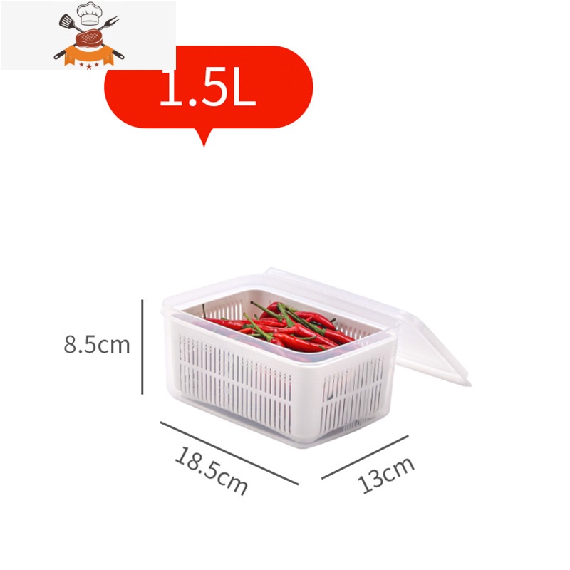 双层带盖沥水篮洗菜盆菜篮子洗水果厨房家用冰箱收纳盒筐蔬菜保鲜 敬平洗菜篮高清大图