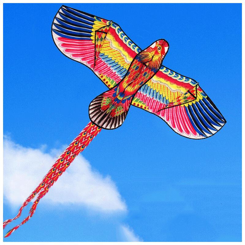 儿童卡通风筝七彩火凤凰大型风筝折叠微风易飞带线全套