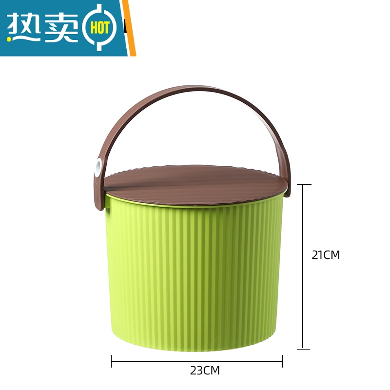 敬平家用水桶带盖加厚手提可坐塑料桶洗衣桶洗澡凳幼儿园收纳桶 小号加厚钓鱼桶-绿色高清大图