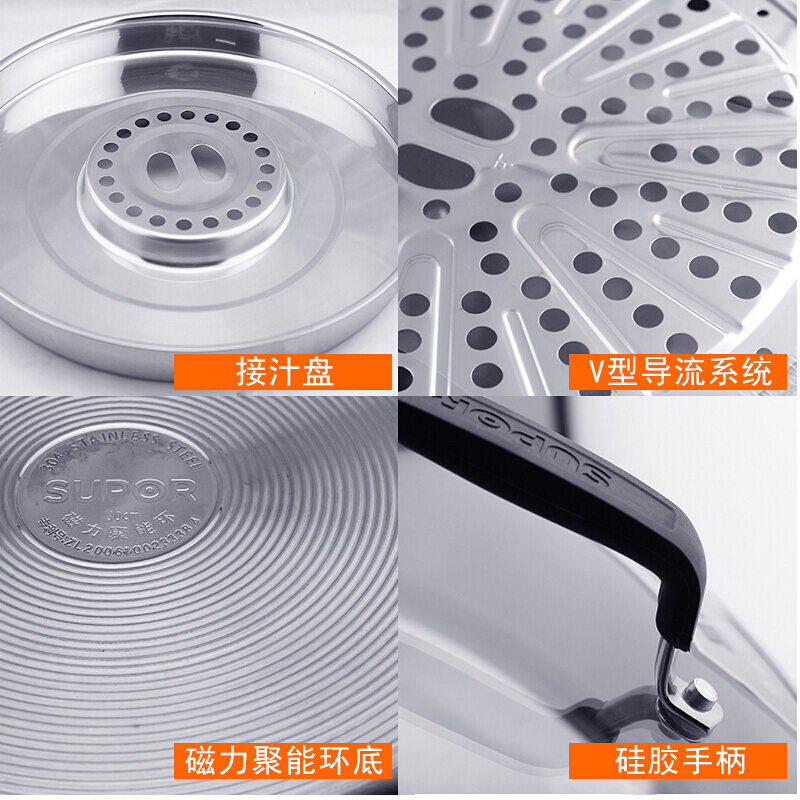 苏泊尔(SUPOR)蒸锅SZ28B2双层28cm304不锈钢汤锅复底电磁炉通用高清大图