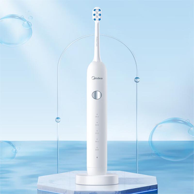 美的(Midea)电动牙刷男女成人软毛声波全自动 防水感应式充电 2刷头 MR1系列冰川白MC-AJ0101 / 台