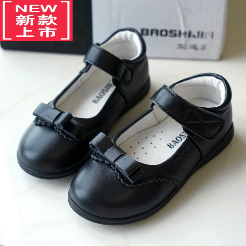 可莉允女童黑皮鞋儿童公主鞋演出鞋花童鞋中小学生礼服鞋软皮秋运动休闲鞋