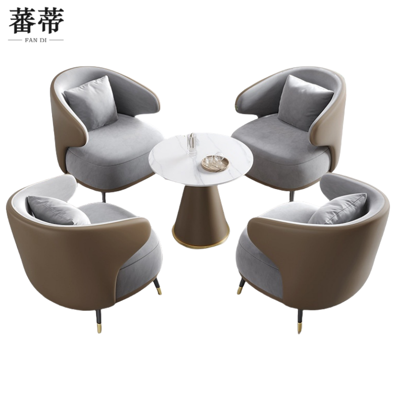 蕃蒂简约沙发一桌四椅套