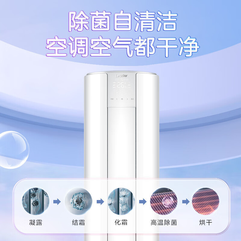 海尔智家Leader新1级3匹家用空调柜机能效除菌自清洁柜式一键舒适节能省电 KFR-72LW/02WDB81TU1套机高清大图