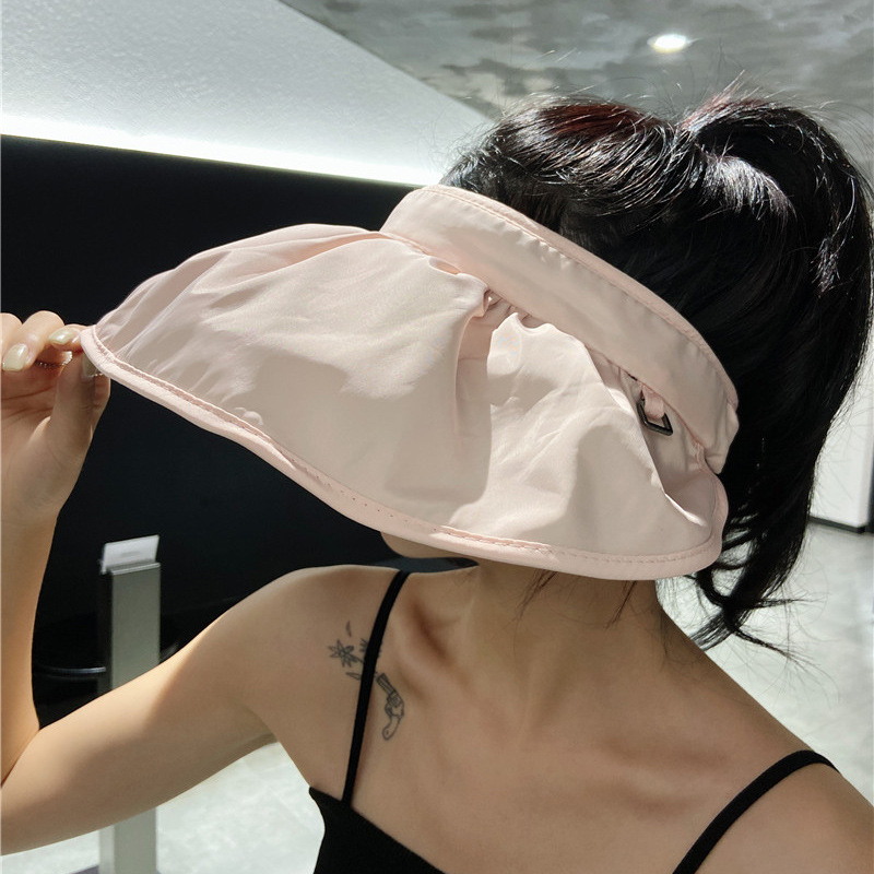 帽夏季女遮阳防紫外线空顶黑胶贝壳帽大檐遮阳脸户外骑车帽 升级款【樱花粉】单件装 黑胶防晒帽【均码】