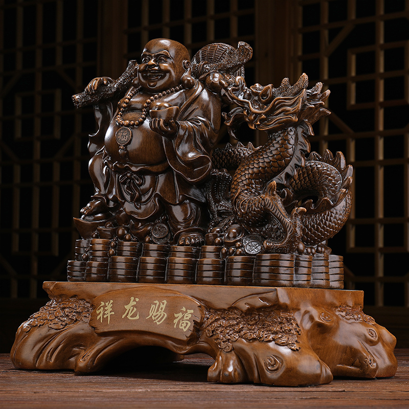 大号弥勒佛摆件大肚弥勒佛像骑龙笑佛供奉家用客厅财源滚滚_843_79_741
