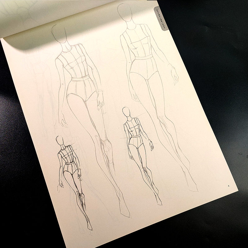 服装设计效果图技法详解 [正版]服装设计手绘描摹练习册 完全绘本 百余幅模版可临可描可上色 人体动态图素描速写技法教程临高清大图