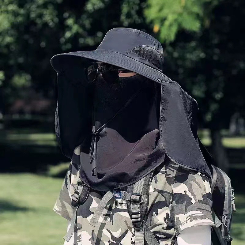 万山宏业 防晒帽 遮阳帽 披肩+面罩 太阳帽 QT19 顶高清大图