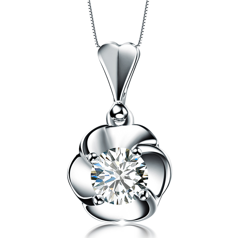 佐卡伊zocai白18k金结婚项坠钻石吊坠锁骨吊坠简约时尚可裸钻定制送银