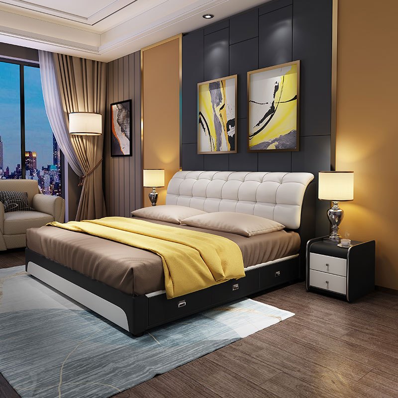 8米双人床轻奢意式储物床榻榻米软包床报价_参数_图片