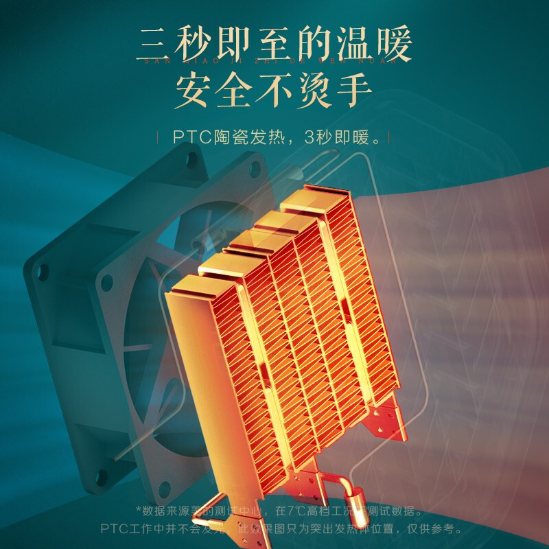 美的(Midea)暖风机取暖器家用小型便携式国风电暖器电暖气迷你电热扇办公室小太阳烤火炉速热电暖风 HFX05UGN高清大图