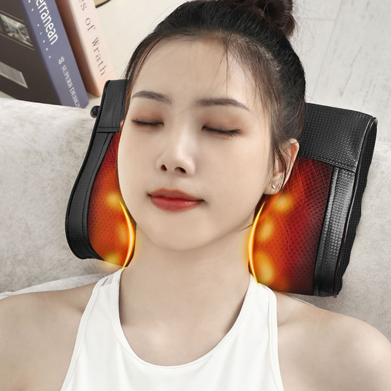 安尚颈椎按摩器家车两用腰部按摩仪加热睡眠枕头牵引颈肩颈背部按摩靠垫脖子肚子揉腹仪腿脚足底省电实用生日节日礼物六键八头
