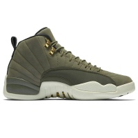 Air Jordan12 Retro AJ1 2保罗CP3男士局绿色麂皮金扣高帮篮球鞋实战战靴130690-301橄榄绿