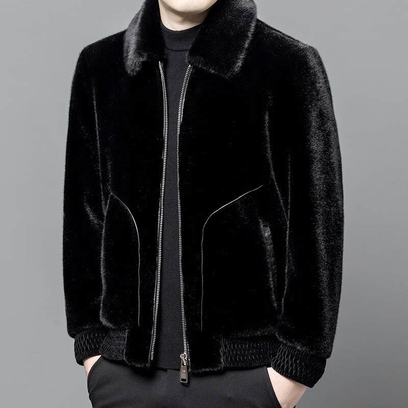 斯哲维世旗舰店品牌轻奢男装夹克男冬季新款貂皮大衣金貂绒休闲短款