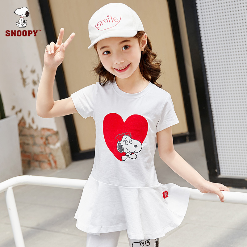 snoopy史努比童装女童裙子夏季短袖连衣裙女孩子 sc3002