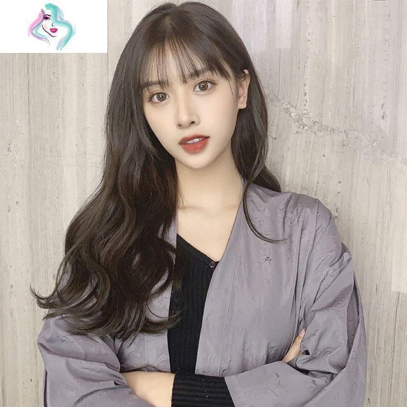 假发女空气刘海中长发网红气质浪长卷发修脸自然长发全头套你那么美深