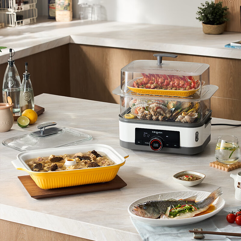 东菱双层可视极速电蒸锅汽锅DL-F1+DL-004