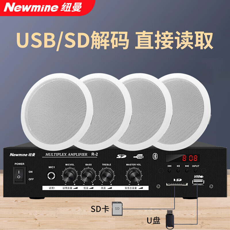 纽曼(Newsmy)功放吸顶音响 R15 6英寸一拖四高清大图