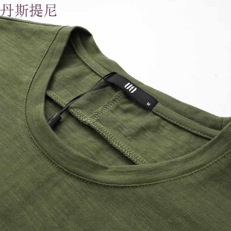 [商场同款]男装2018夏装新款青年半袖纯色宽松圆领体恤男复古绿色