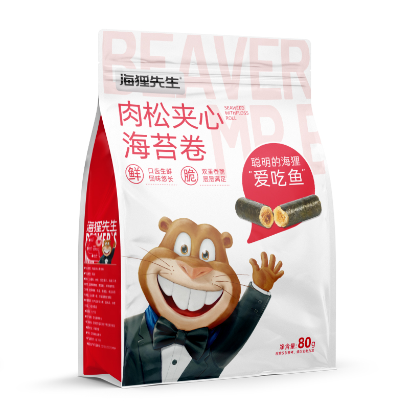 海狸先生肉松海苔卷80g*4袋 原味