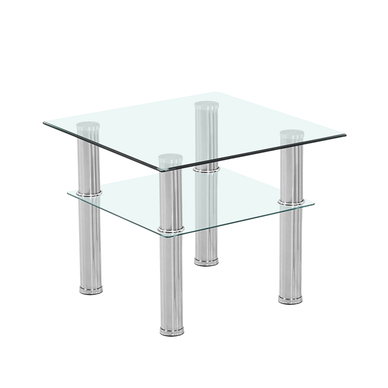 逐鹿中原玻璃茶几方形茶几小户型接待桌透明双层小方台家用hc039透明