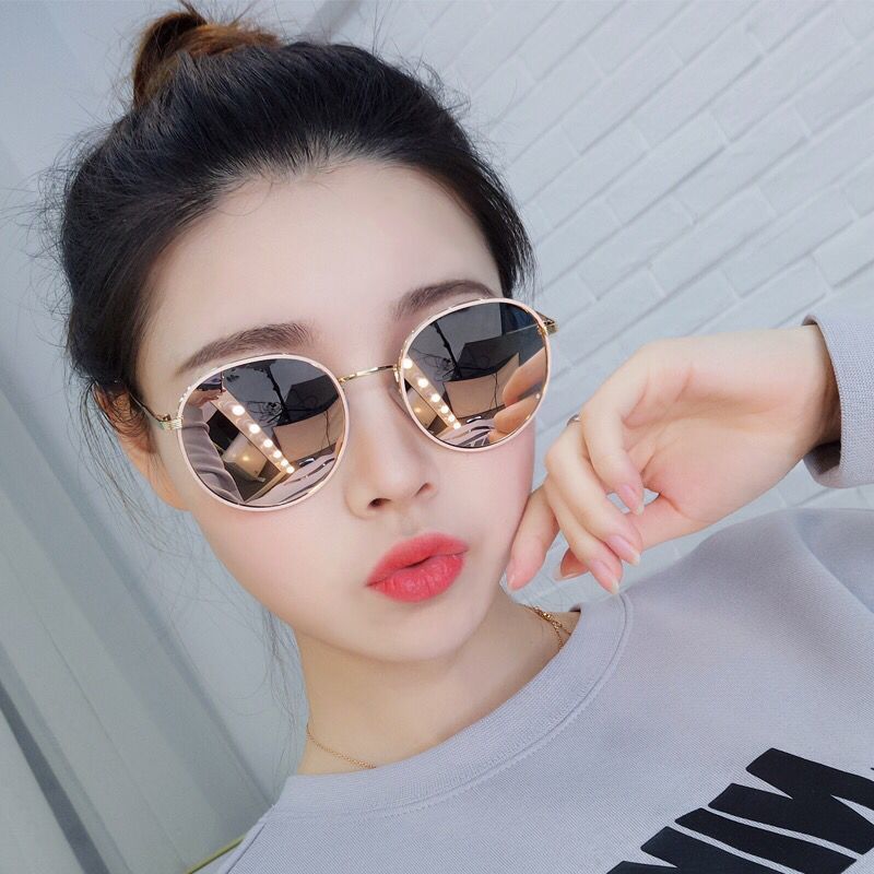 2019新款墨镜女圆脸潮防紫外线太阳镜女韩国明星同款网红粉色眼镜