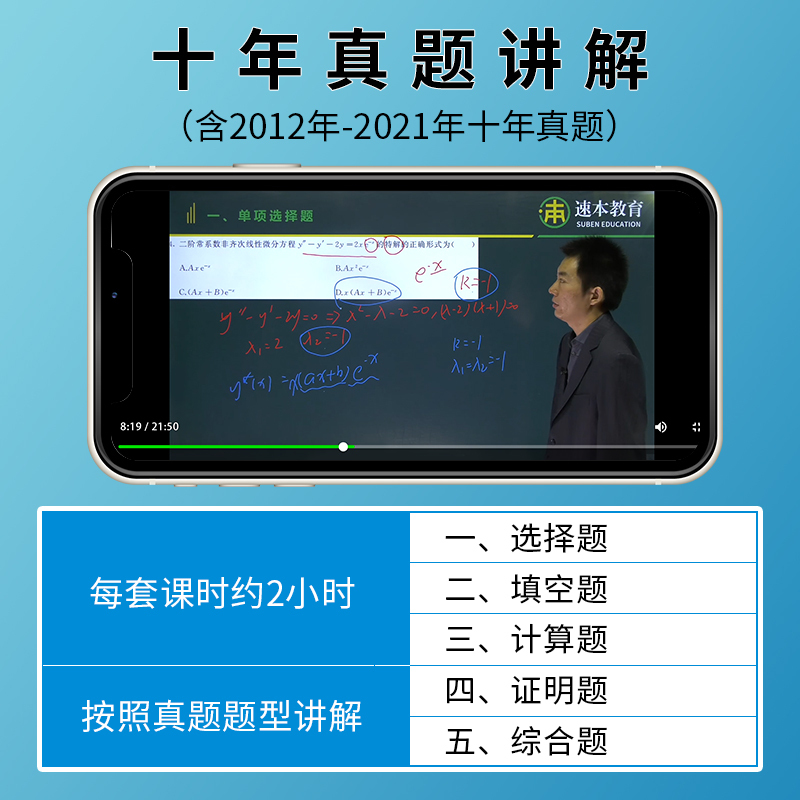 高等数学真题视频精讲+真题试卷 全额支付 [正版]备考2023 江苏专转本高等数学历年真题视频课讲解 专转本数学 江苏理