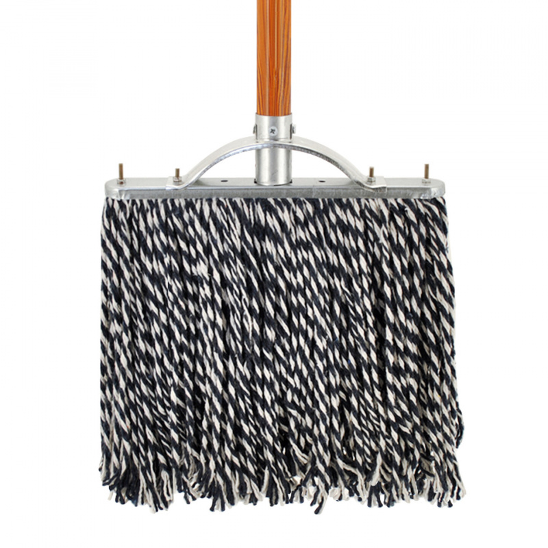 益美得 老式平板拖把棉线排拖尘推拖把木杆墩布 蓝白线30厘米(加固款铁头)