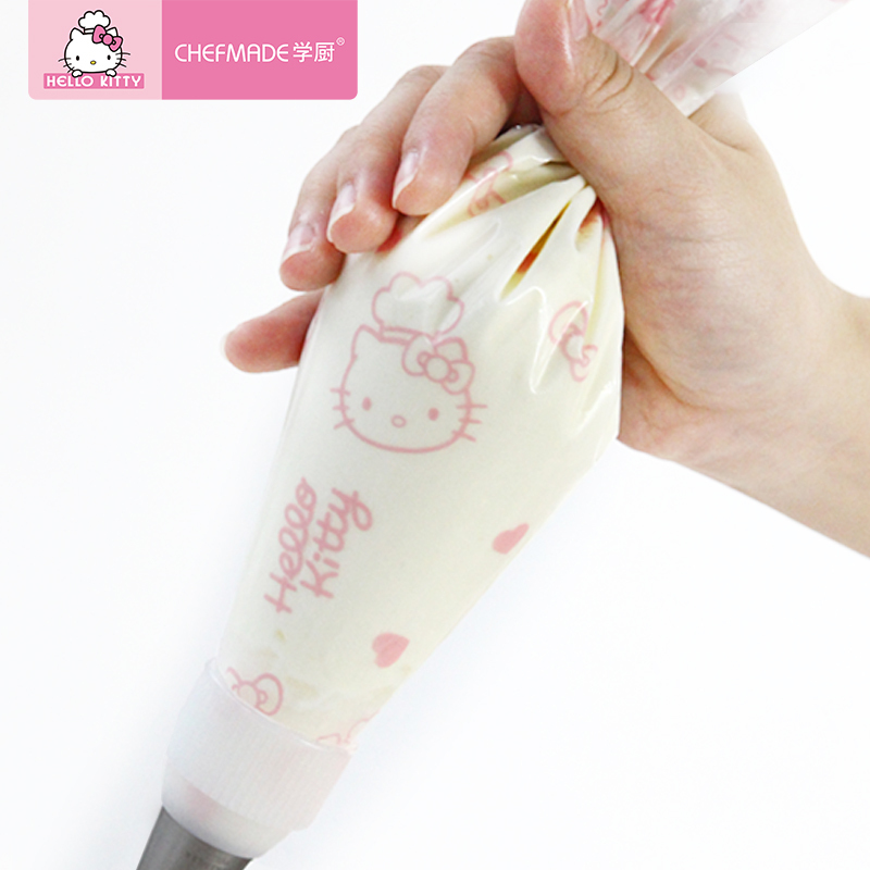 学厨 一次性曲奇饼干挤奶油宝宝辅食蛋糕裱花袋 HELLO KITTY正版授权烘焙工具凯蒂猫图案 12个装 KT7052
