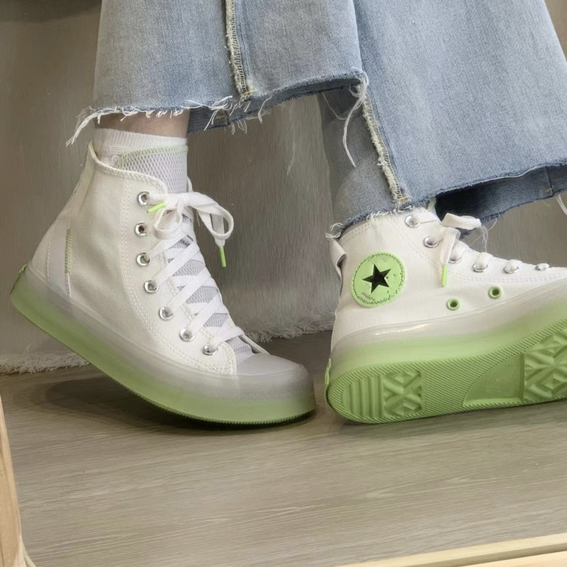 converse匡威22新款cx薄荷绿果冻底高帮帆布鞋a00416c