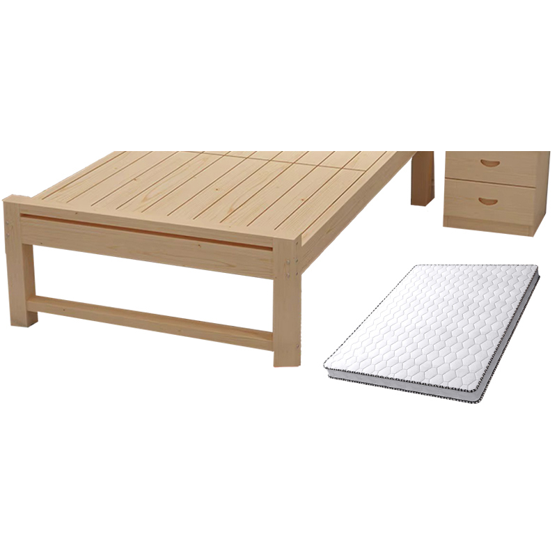 铭羽洋木质床150*200*40cm+1床头柜+5cm床垫套高清大图