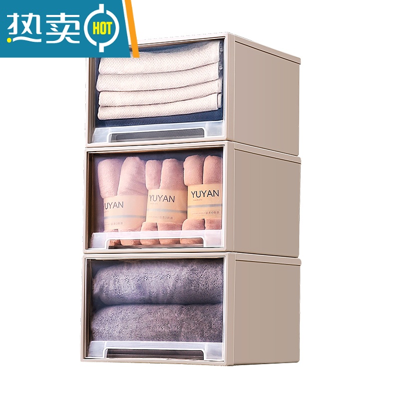 XIANCAI收纳箱抽屉式收纳盒透明塑料家用衣柜衣服衣物分层器整理储物柜高清大图