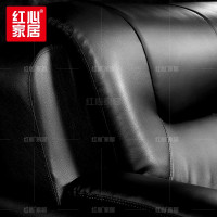 红心 办公家具办公沙发商务办公接待会客皮沙发三人位黑色