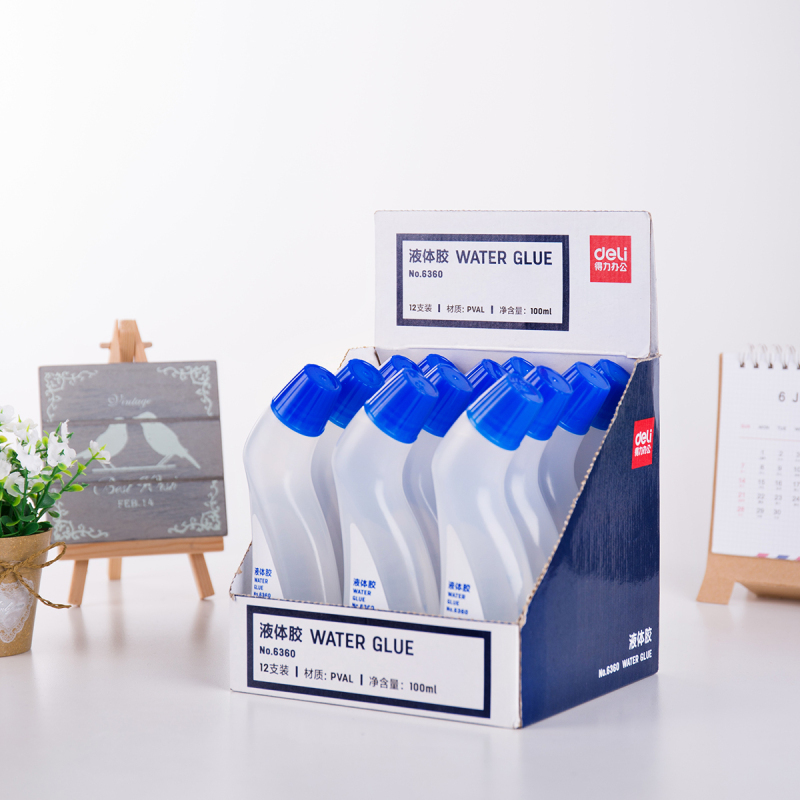 得力（deli） 6360 高粘度弯头胶水 液体胶水办公文具用品 12支装H